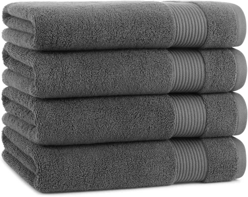 Vista 20 de Juego de toallas de baño Arkwright de 4 piezas - 100% algodón súper suave, 600 GSM de secado rápido y absorbente, artículos de lujo para baño