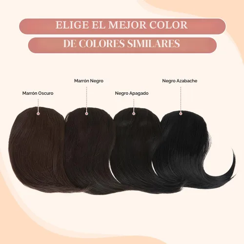 Vista 3 de SARLA Flequillo lateral negro marrón con clip en piezas de cabello sintético, extensión de flequillo recto para mujeres