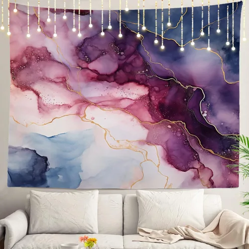 Vista 87 de Shrahala Modern Abstract Artwork Wall Tapestry, Orange Black Beige Wall Hanging Large Tapestry Decoration Polyester Fiber White Hem Around for Dorm