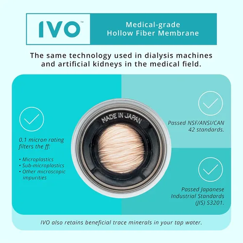 Vista 2 de IVO Filtros de agua de repuesto (1 x dura 4 meses) - Filtración de 4 etapas con tecnología aprobada por NSF - Elimina contaminantes hasta 0.1