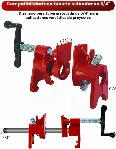 Vista 3 de ATPEAM Juego de 4 abrazaderas para tubos de encolado de madera, paquete de 4 abrazaderas de tubo de liberación rápida de hierro fundido de 3/4
