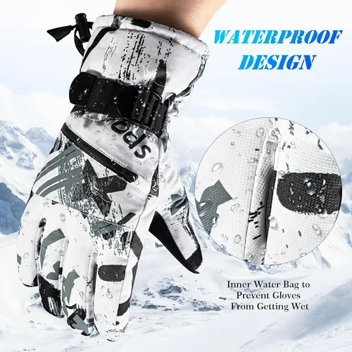 Vista 4 de clubone Guantes de invierno Guantes para hombres y mujeres, guantes de forro polar elásticos con tacto inteligente, guantes resistentes al viento