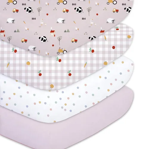 Vista 8 de Sábanas ajustadas para cuna para bebés niños 3 Pack, juego de sábanas de cuna de microfibra extra suave de 28" x 52" para colchón de cuna de bebé