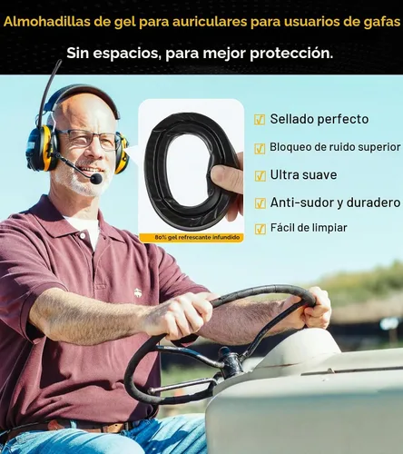 Vista 5 de AM FM Radio Hearing Protection Earmuff, Bluetooth 5.4, 30SNR Am/Fm + Bluetooth + Micrófono amarillo
