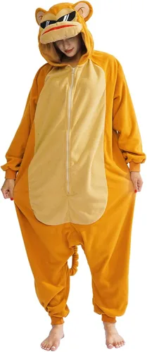 Vista 3 de XIGUAGUO Mono de dibujos animados para adultos, disfraz de mono de animal, ropa de dormir para hombres, mujeres, niñas, niños y adolescentes