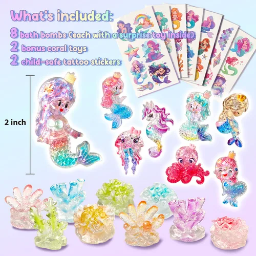 Vista 9 de Clear&Fresh - Bombas de baño de sirena para niños con juguetes sorpresa