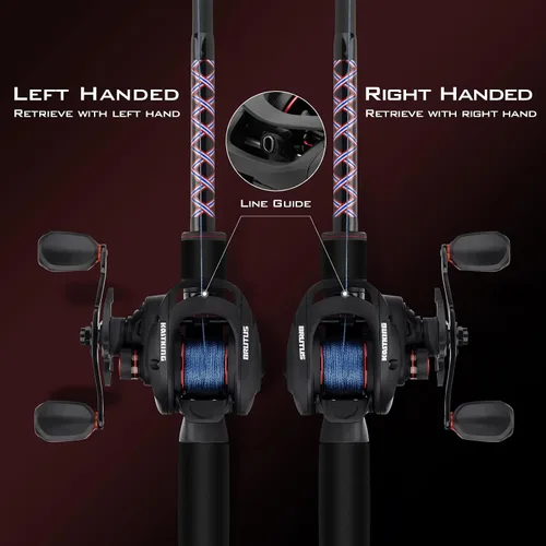 Vista 9 de KastKing Carrete de pesca Brutus Baitcasting, marco de grafito, relación de engranajes 7.2:1, rodamientos de bolas de acero inoxidable blindados