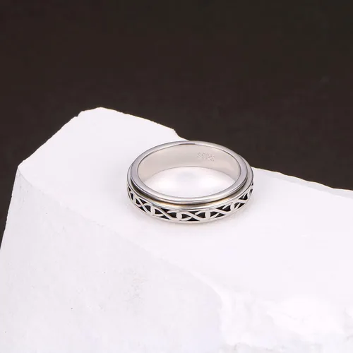 Vista 6 de Ladytree Anillo giratorio de plata de ley S925 para ansiedad, anillo inspirador de promesa, ansiedad, preocupación, alivio del aburrimiento, TDAH