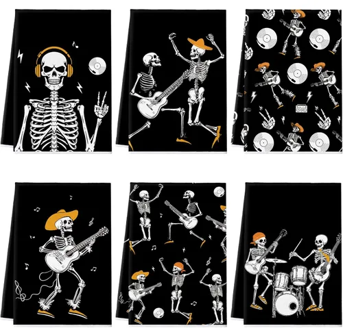 Vista 19 de Bencailor - 6 toallas de cocina góticas espeluznantes con tarot, toallas de mano, luna, sol, bruja, té, para fiestas de terror, regalos de baño