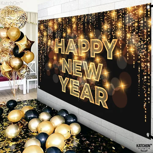 Vista 6 de KatchOn, XtraLarge - Cartel de feliz año nuevo – 72 x 44 pulgadas Fondo de feliz año nuevo para decoraciones de Año Nuevo 2026 Cartel de víspera