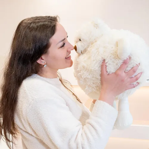 Vista 7 de Peluche de oso polar con peso, oso polar de felpa blanca, animal de peluche con peso, regalo para adultos y niños en cumpleaños o Navidad