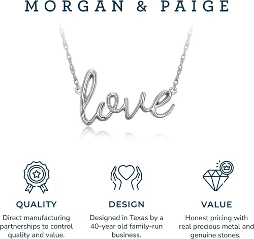 Vista 5 de Morgan & Paige Delicado collar para mujer, colgante de plata de ley con letras cursivas, adolescentes y niñas, joyería diaria, 16 pulgadas