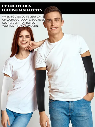 Vista 5 de Bememo 16 pares de mangas de brazo para hombres y mujeres, protección UV, mangas refrescantes para brazos, fundas para brazos
