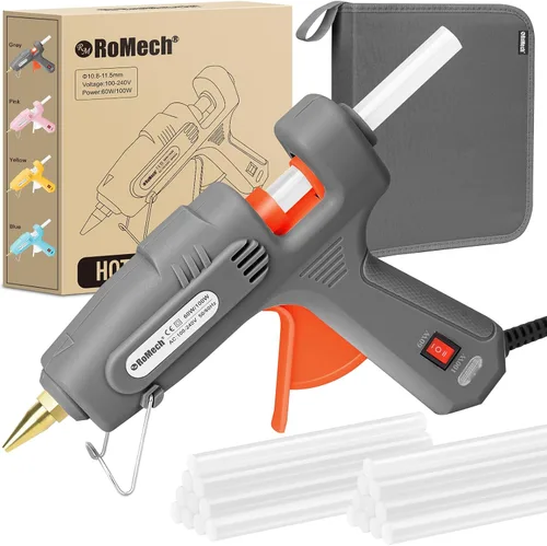 Vista 11 de Pistola de pegamento caliente de tamaño completo con potencia dual de 60/100 W y 21 barras de pegamento caliente (7/16"), pistola de pegamento