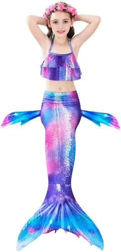 Vista 2 de Traje de baño de 5 piezas con colas de sirena para niñas, bikini (sin monoaleta)