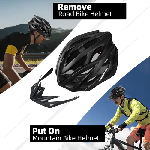 Vista 5 de Basecamp Casco de bicicleta para mujeres y hombres con luz LED de seguridad extraíble, visera solar, casco de bicicleta ligero, ajustable