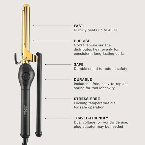 Vista 2 de Paul Mitchell Pro Tools Express Gold Curl Marcel Titanium Curling Iron, Fast-Heating to Create a Variety of Curls