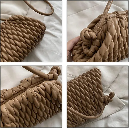 Vista 5 de ELDA Bolsa de dumpling para mujer, acolchada, bolso de mano, bolso de mano, bolso de mano, bolso de mano