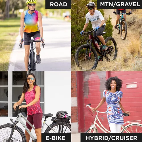 Vista 5 de Terry Pantalones cortos de ciclismo para mujer, acolchados Grand Touring, pantalones cortos de ciclismo con bolsillos de compresión Flex Air Tour