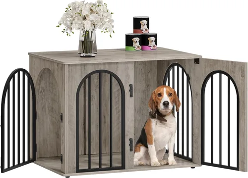 Vista 19 de Hzuaneri Jaula de Madera para Perros de 26.8'', Muebles de Jaula para Perros de Interior, Jaula para Perros Pequeños, Jaulas de Servicio Pesado