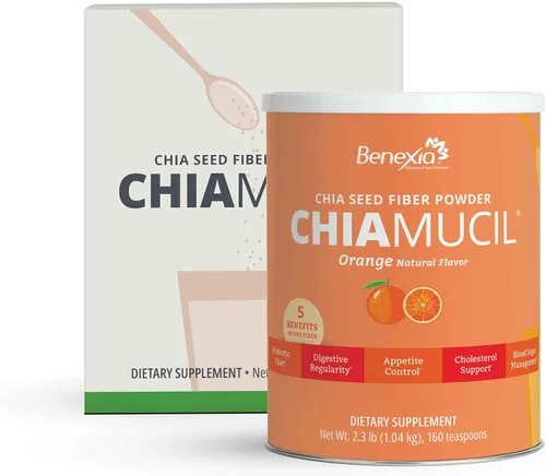 Vista 7 de Chiamucil Prebiótico Chia & Inulina Fibra en Polvo, Naranja, 80 Serv