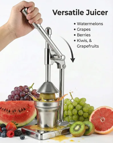 Vista 5 de Exprimidor manual de hierro fundido, exprimidor manual de acero inoxidable, exprimidor de limón cítrico resistente, prensa de jugo de hierro fundido