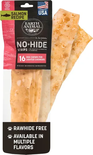 Vista 10 de Earth Animal Tiras sin ocultar - Tiras masticables naturales para perros sin cuero crudo, de ternera - 4 unidades Long Strips Beef Flavored