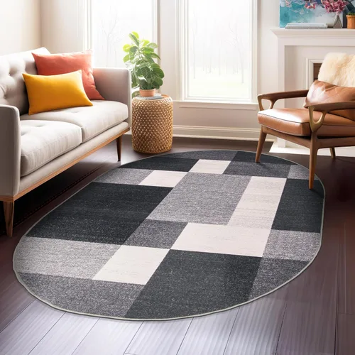 Vista 36 de Rugshop Alfombra Contemporánea Azul con Cajas Geométricas Antideslizante y sin Desprendimiento para Sala de Estar, Comedor y Oficina, 20" x 30
