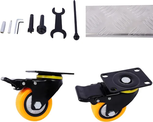 Vista 4 de Campfun Carrito de muñecas con ruedas, carrito para muebles resistente, carrito móvil de 4 ruedas, marco de aluminio con ruedas profesionales de TPU
