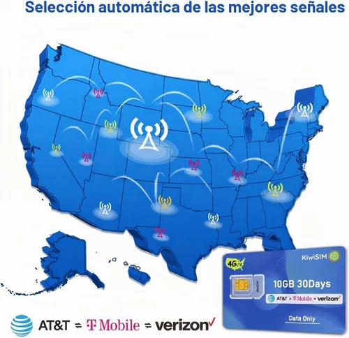 Vista 2 de Tarjeta SIM 4G LTE, datos de los E.E.U.U. Sólo tarjeta SIM soporte para 3 redes