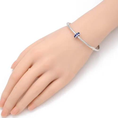 Vista 2 de Adabele 1 pieza de cuentas de plata de ley auténtica con circonita cúbica con circonita cúbica para todos los demás, pulsera, collar, joyería
