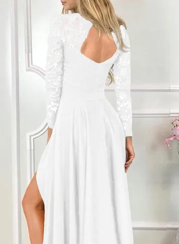 Vista 2 de Elegante vestido de noche de cóctel asimétrico alto y bajo de moda para mujer