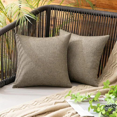 Vista 65 de MIULEE - Paquete de 2 fundas de almohada decorativas para exteriores, impermeables, sólidas, de imitación de lino, para jardín, casa de campo, Azul