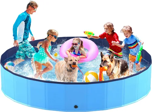 Vista 12 de Niubya Piscina plegable para perros, piscina plegable de plástico