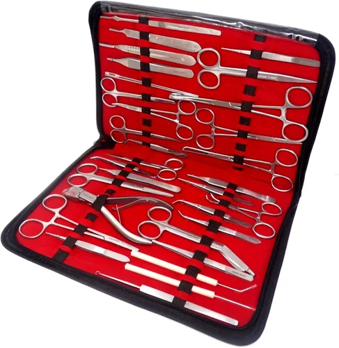 Vista 4 de Premium A2ZSCILAB - 72 piezas de soporte de aguja veterinario, tijeras, pinzas para hemostático, mangos de bisturí, cuchillas, instrumentos