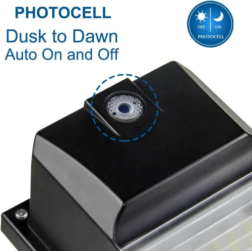 Vista 2 de Dakason - Paquete de pared LED de fotocélula del atardecer al amanecer, 18 W para iluminación de porche al aire libre, 2160 lúmenes, sustituye a 60