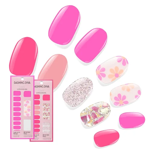 Vista 24 de Dashing Diva Paquete de tiras de uñas brillantes, la colección más vendida, Lavender Dreams & After Glow - Sin rayos UV, resistentes al