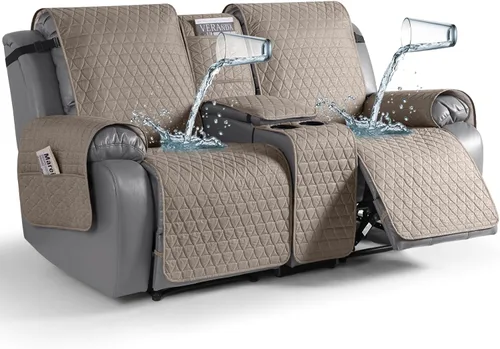 Vista 16 de TAOCOCO - Funda reclinable para sofá de 2 plazas con consola 100% impermeable, funda reclinable lavable antideslizante para 2 asientos, protector