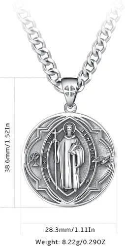 Vista 84 de CELESTIA Medallas de plata de ley 925 San Miguel/San Cristóbal/San Benito/San Gabriel/Virgen María/Jesús/Caravaca/Metatrón/Sello de los Siete