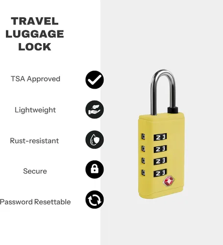 Vista 4 de Cerraduras de equipaje de viaje aprobadas por la TSA, candado de combinación con indicador de alerta abierto para accesorios de viaje, cerradura
