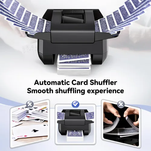 Vista 4 de Barajador automático de tarjetas para 1-2 barajas con dos modos automático/manual, USB-C recargable, funcionamiento silencioso, compatible con Texas