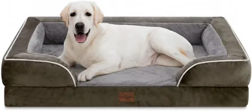 Vista 173 de Comfort Expression - Cama ortopédica para perros medianos, 28 x 19 pulgadas, cama impermeable y de apoyo de espuma con cojines removibles, sofá