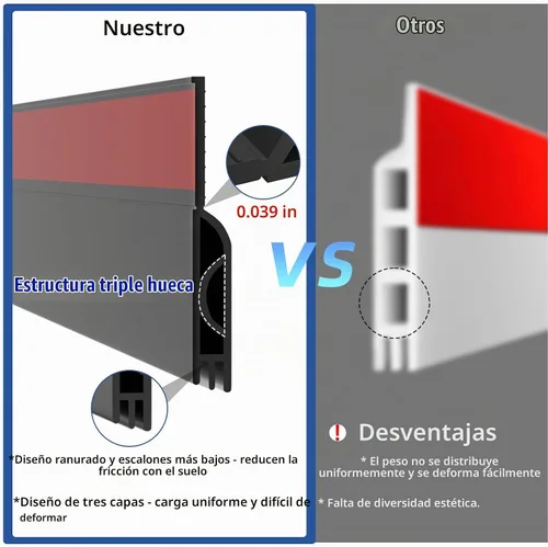 Vista 5 de Tope de Corriente Adhesivo Bajo la Puerta, Barrido de Puerta Autoadhesivo para la Parte Inferior de la Puerta, Tira de Sellado de Puertas
