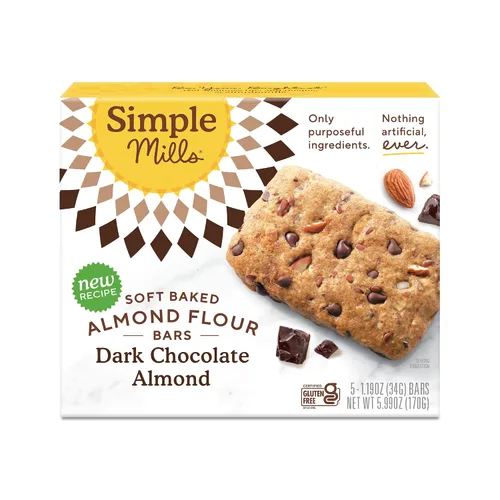 Vista 23 de Simple Mills, Barras de Harina de Almendra Horneadas Suavemente de Brownie de Chocolate 5 Unidades, 5.99 Onzas