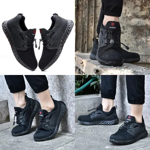 Vista 80 de SUADEX Zapatos deportivos con punta de acero para hombres y mujeres, indestructibles, ligeros, cómodos, antideslizantes, puntera compuesta