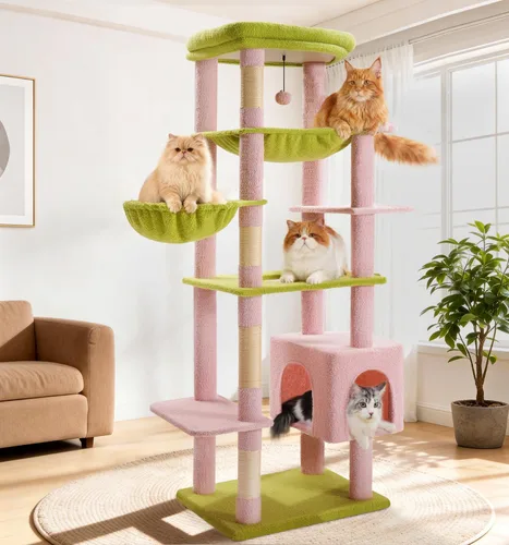 Vista 12 de Made4Pets - Árbol alto para gatos, torre de árbol de gato de 71 pulgadas para gatos de interior grande y adulto, torre de felpa de varios niveles