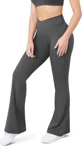 Vista 69 de HEGALY Pantalones de yoga acampanados para mujer, leggings cruzados, suaves, de cintura alta, pantalones casuales de entrenamiento con corte de bota