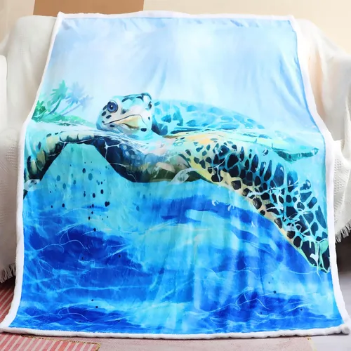 Vista 2 de Sviuse Manta de Tortuga Marina Costera Manta Náutica y de Playa Mantas Decorativas de Tortugas para Niños y Adultos Regalos de Tortuga