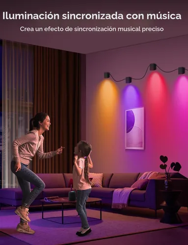 Vista 6 de APPECK - Juego de 4 apliques de pared, luces LED de pared RGBCW de 8 pies con iluminación ambiental
