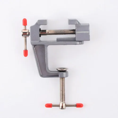Vista 2 de Mini Tornillo de Banco Pequeña Abrazaderas de Mesa, Herramienta de Reparación para Manualidades (Rango de Ajuste: 0-3 cm)